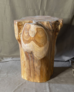 Solid Teak Wood Side Table, Natural Tree Stump Stool or End Table #10    17.75" H x 14" W x 14.5" D