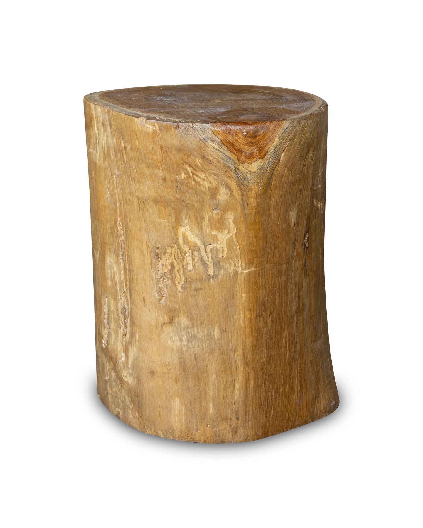 Solid Teak Wood Side Table, Natural Tree Stump Stool or End Table #16    18" H x 13.5" W x 13.5" D