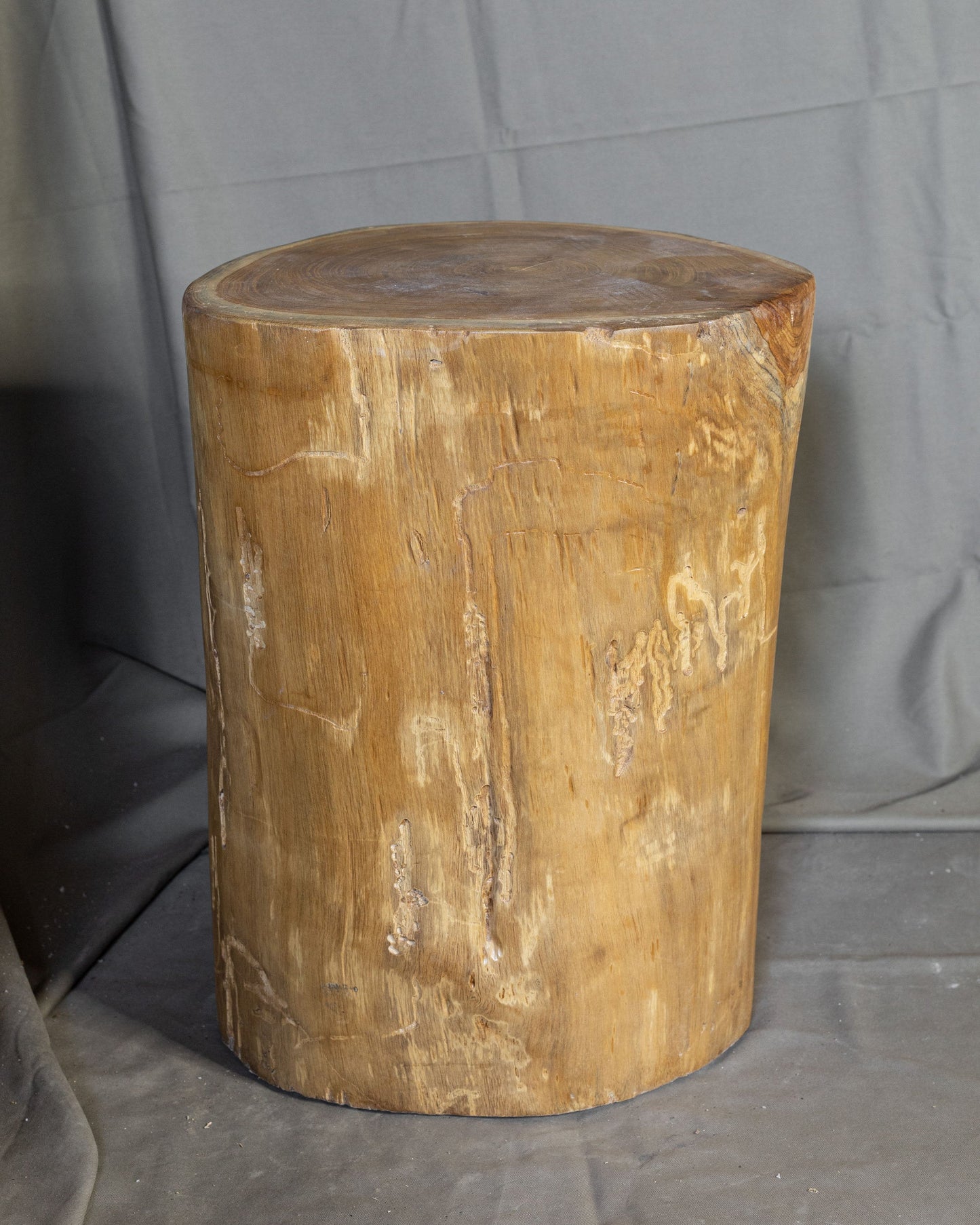 Solid Teak Wood Side Table, Natural Tree Stump Stool or End Table #16    18" H x 13.5" W x 13.5" D