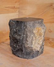 Load image into Gallery viewer, Natural Dark Marble Side Table Block, Hammer Hit Edges Solid Stool or End Table #1
