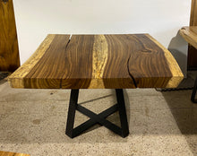 Load image into Gallery viewer, Modern Square Live Edge Dining Table, Wood and Metal Base #2
