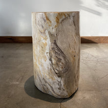 Load image into Gallery viewer, Light Beige and Black Petrified  solid wood stool block , fossil wood side end table or coffee table 4
