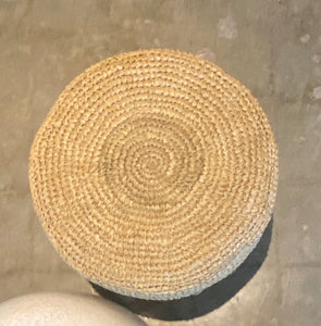 Natural Raffia stool on Teak wood