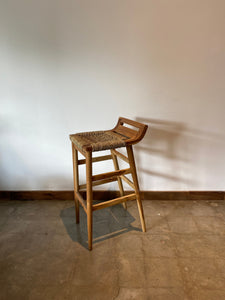 Natural Raffia bar stool on Teak wood