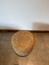 Load image into Gallery viewer, Natural Raffia foot stool on Teak wood
