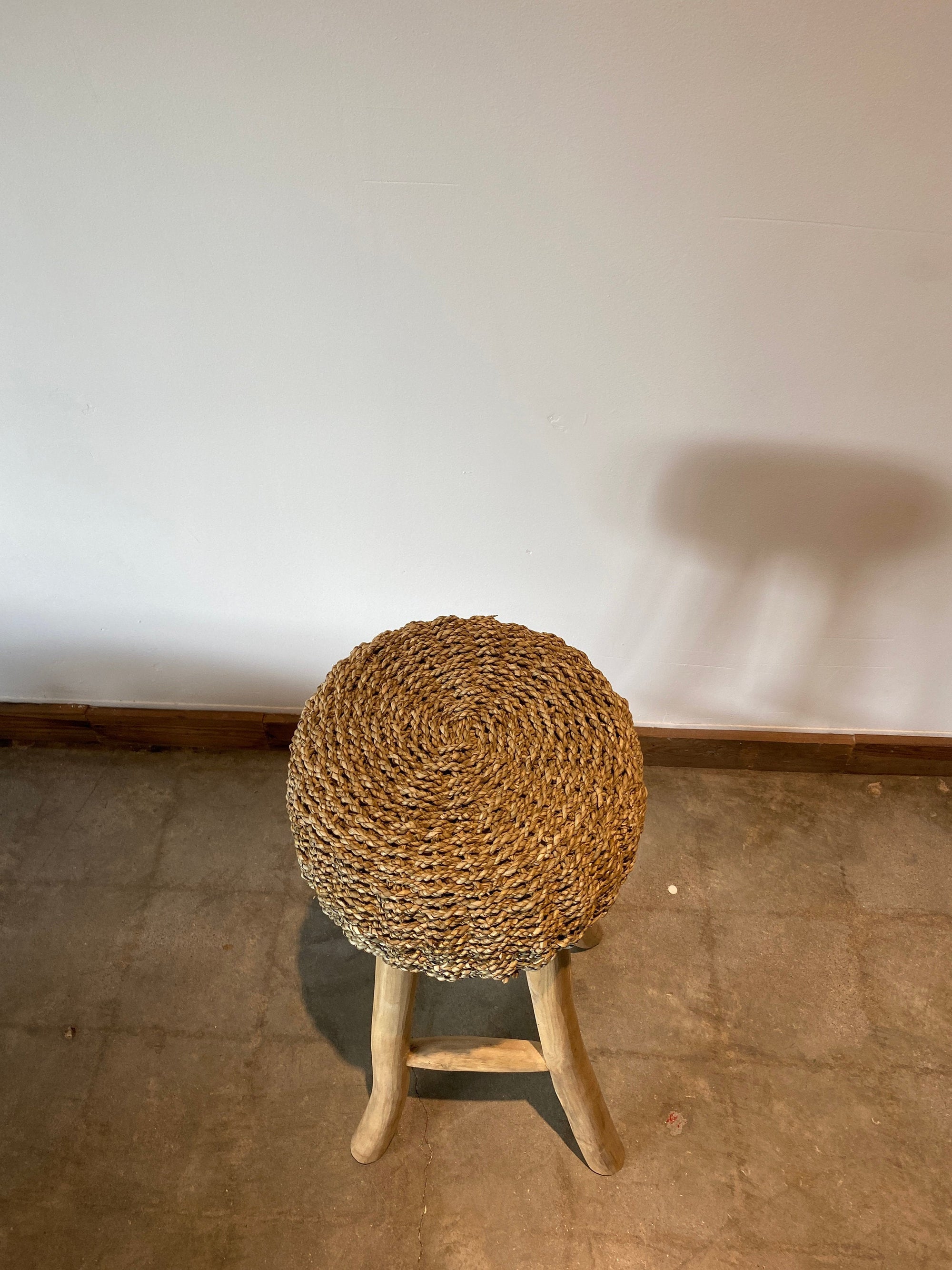 Natural Raffia bar stool on Teak wood