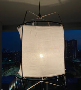 Large boho fabric floating lantern pendant electric light white shade