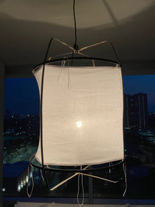 Large boho fabric floating lantern pendant electric light white shade