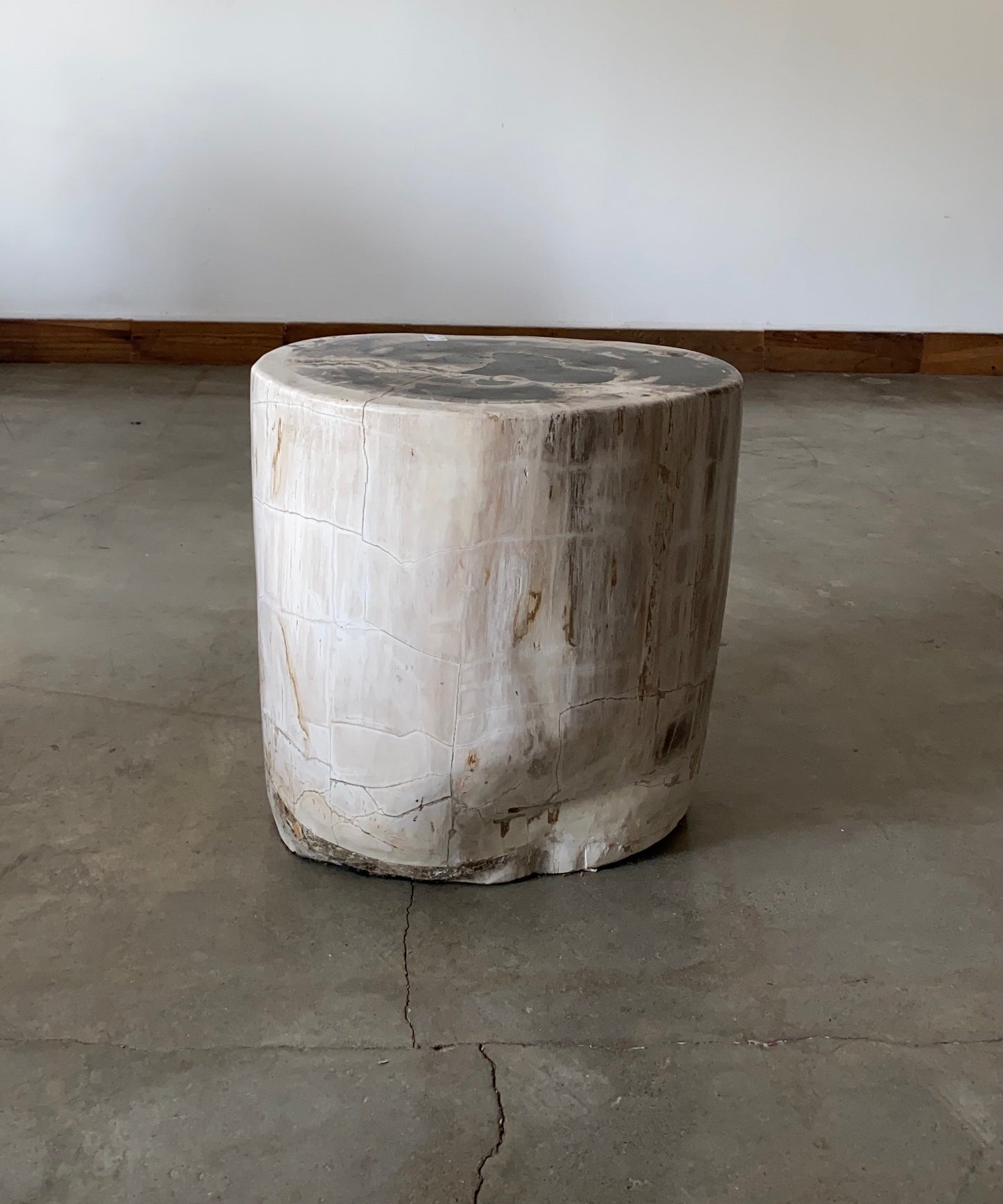 Light Beige and Black Petrified  solid wood stool block , fossil wood side end table or coffee table 8