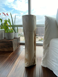 White and Black Petrified  long solid wood stool block , fossil wood side end table