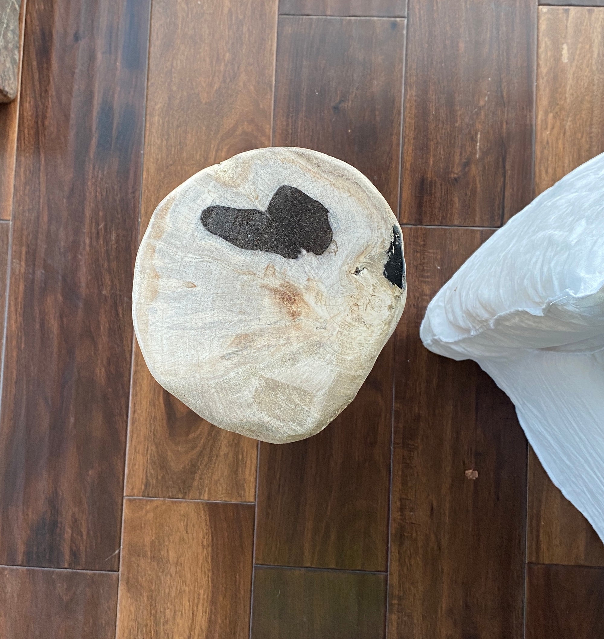 White and Black Petrified  long solid wood stool block , fossil wood side end table
