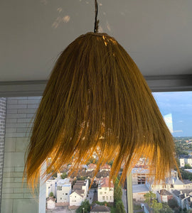 Gold Seagrass Fringe Pendant Light | Natural Lamp