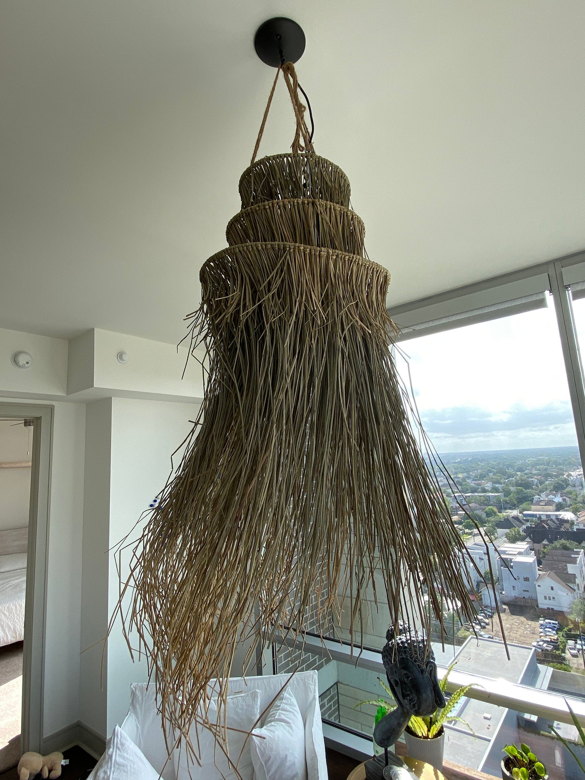 Brown Seagrass Fringe Pendant Lamp