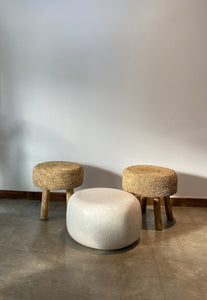 Natural Raffia stool on Teak wood