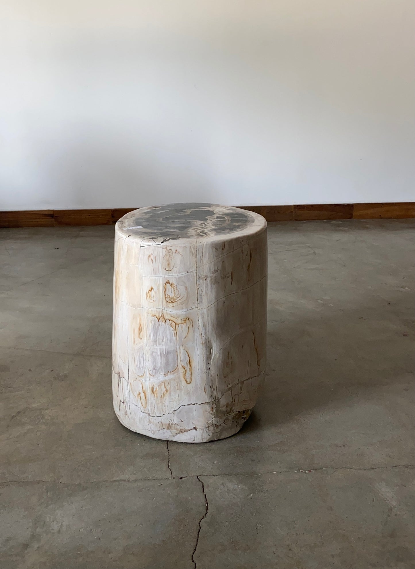 Light Beige and Black Petrified  solid wood stool block , fossil wood side end table or coffee table 8