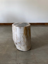 Load image into Gallery viewer, Light Beige and Black Petrified  solid wood stool block , fossil wood side end table or coffee table 8
