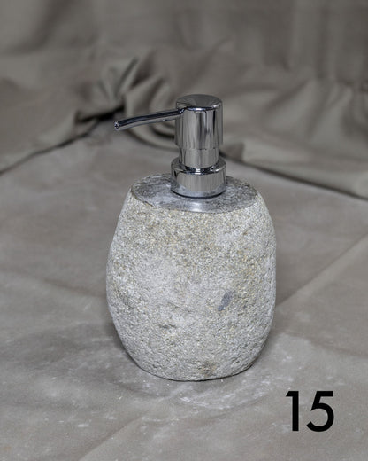 Stone Soap Dispenser with Pump, Natural River Stone Bathroom, Kitchen, Studio Accessory