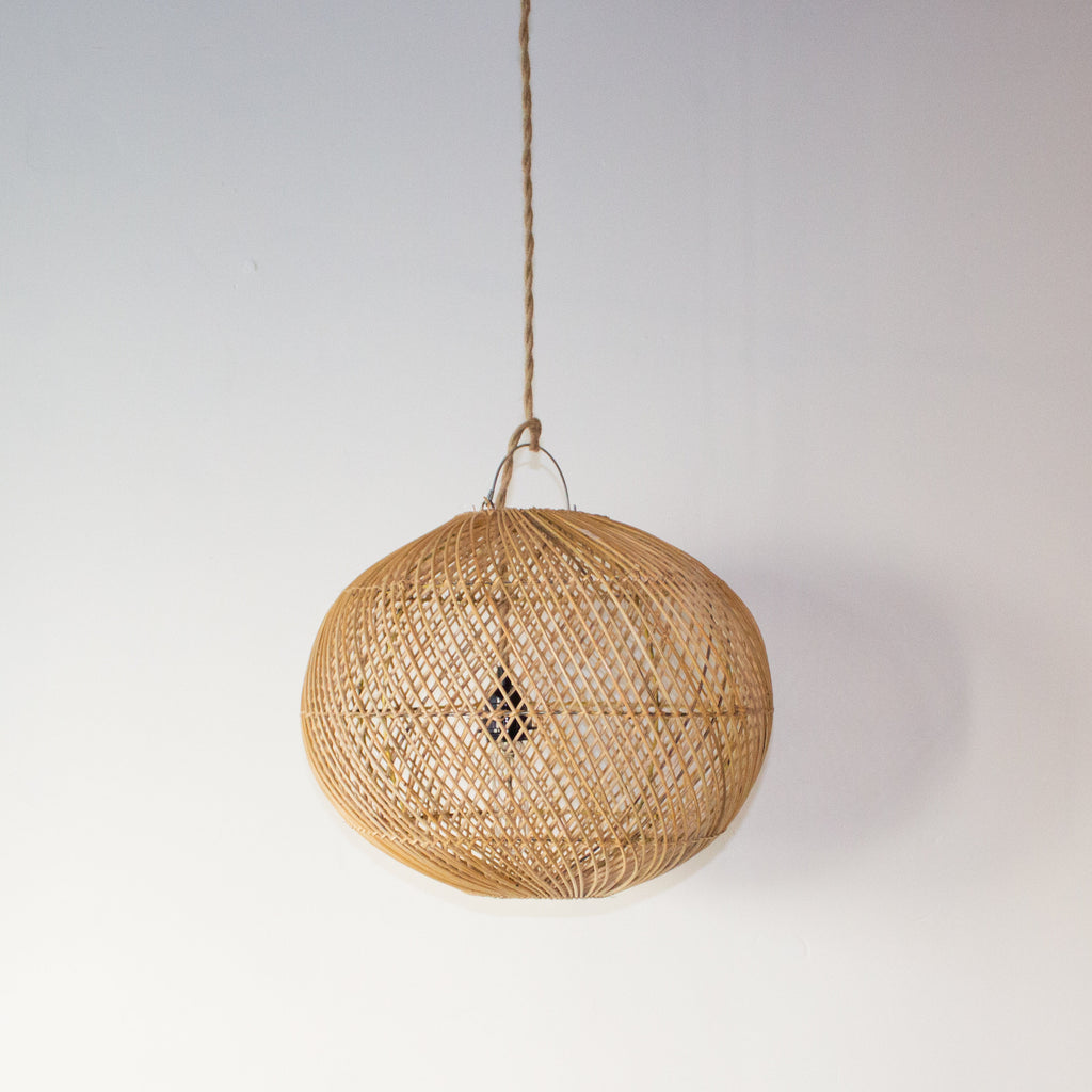 No. 14 – Handwoven Rattan Pendant Light – Round Ball Shape