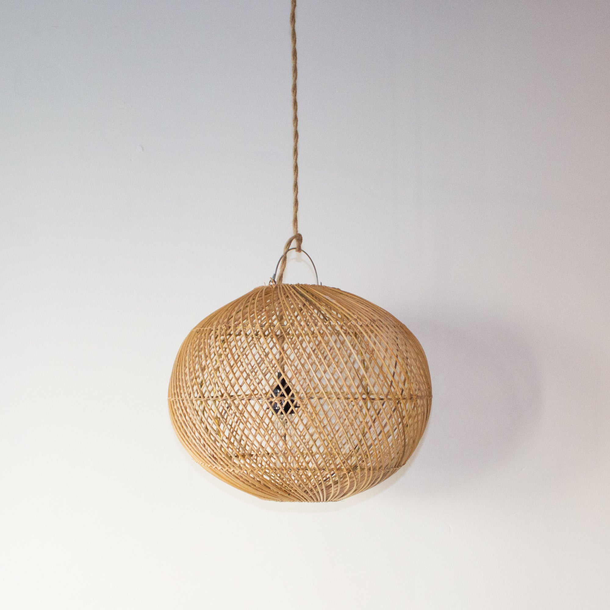 No. 14 – Handwoven Rattan Pendant Light – Round Ball Shape