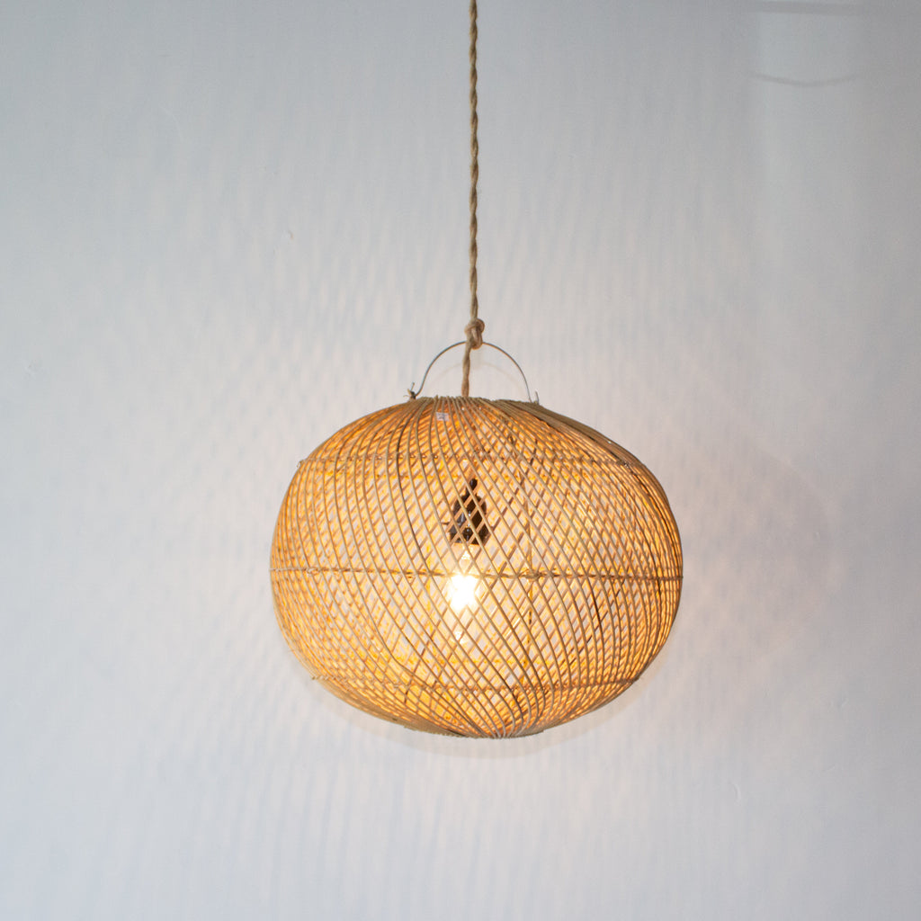 No. 14 – Handwoven Rattan Pendant Light – Round Ball Shape