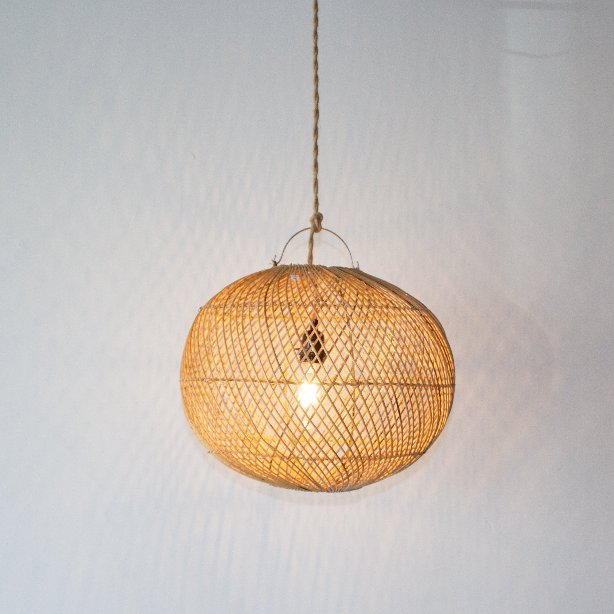 No. 14 – Handwoven Rattan Pendant Light – Round Ball Shape