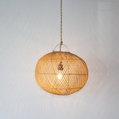 No. 14 – Handwoven Rattan Pendant Light – Round Ball Shape