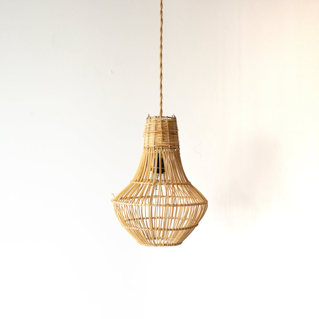 No. 12 – Small Handwoven Rattan Pendant Light – Pear Shape