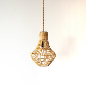 Handwoven Rattan Small Pear Pendant Light | Simple and Natural Lamp Boho