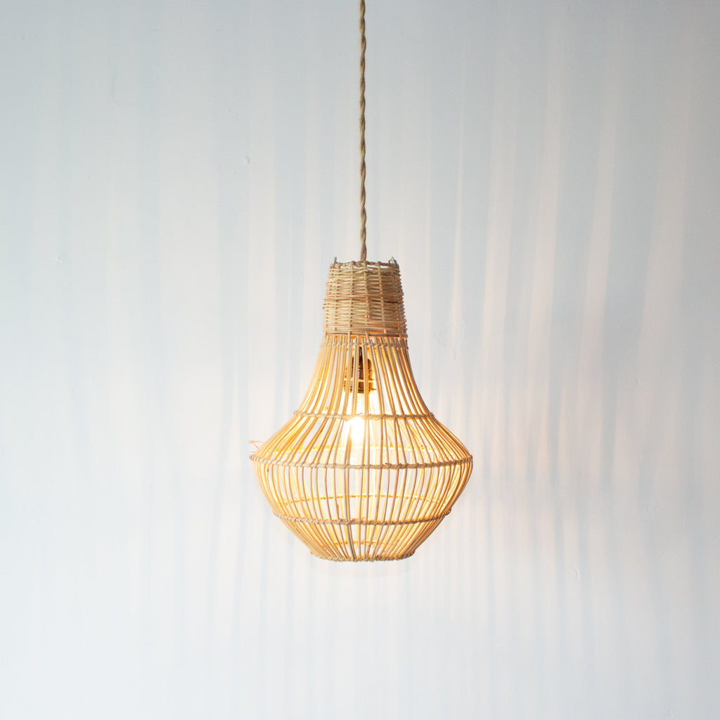 No. 12 – Small Handwoven Rattan Pendant Light – Pear Shape