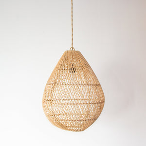 Handwoven Rattan Large Egg Shape Pendant Light | Simple and Natural Lamp Boho