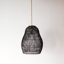 Load image into Gallery viewer, Handwoven Rattan Black Pear Shape Pendant Light | Simple and Natural Lamp Boho
