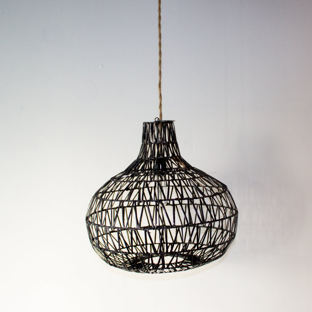 Handwoven Rattan Black Pendant Light | Simple and Natural Lamp Boho