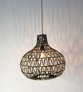 Handwoven Rattan Black Pendant Light | Simple and Natural Lamp Boho