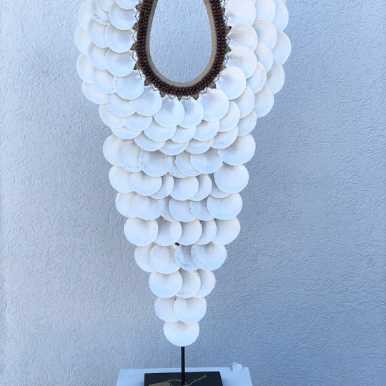 Extra Large Papua Tribal Shell Necklace on Metal Stand