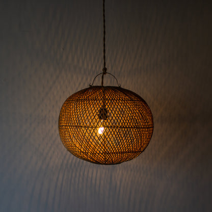 No. 14 – Handwoven Rattan Pendant Light – Round Ball Shape