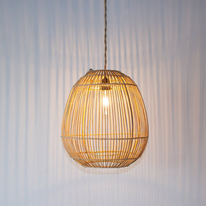 Handwoven Rattan Egg Shape Pendant Light | Simple and Natural Lamp