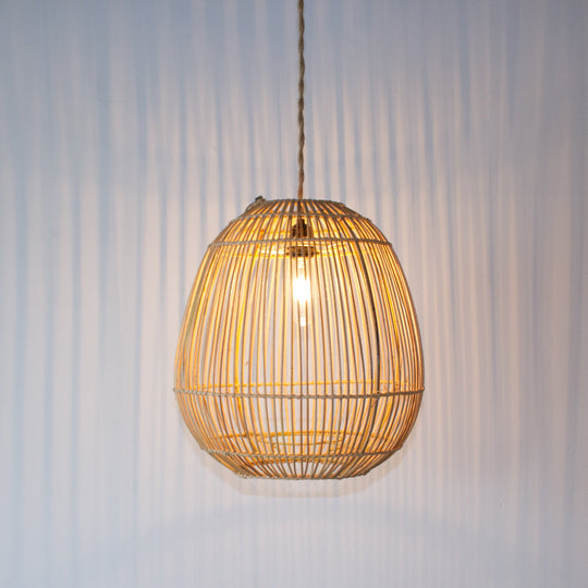 Handwoven Rattan Egg Shape Pendant Light | Simple and Natural Lamp