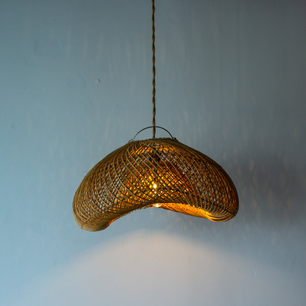 Handwoven Rattan Shell Pendant Light | Simple and Natural Lamp Boho