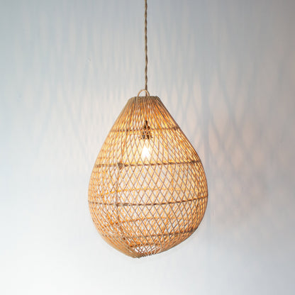 Handwoven Rattan Large Egg Shape Pendant Light | Simple and Natural Lamp Boho