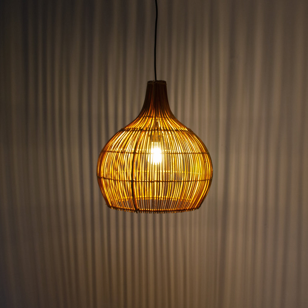 Rattan Pear Pendant Light with Hook | Simple and Natural Lamp Boho