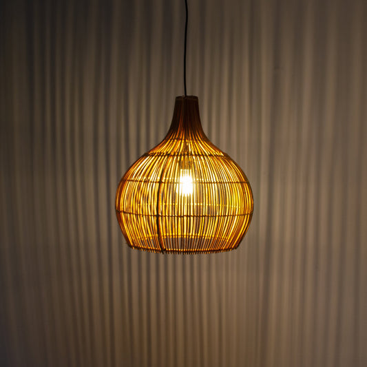 Rattan Pear Pendant Light with Hook | Simple and Natural Lamp Boho