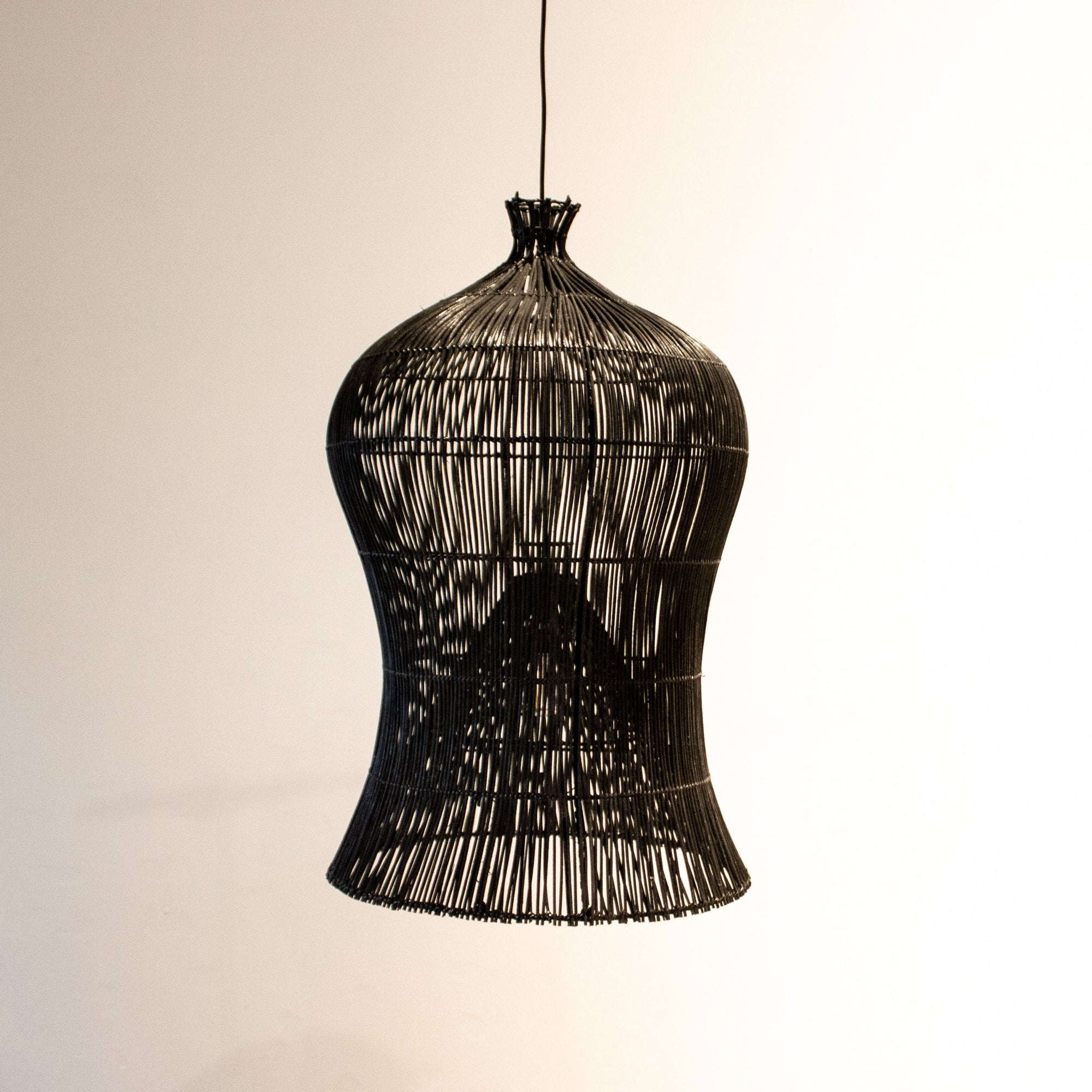 Large Black Rattan Pendant Light | Simple and Natural Lamp Boho