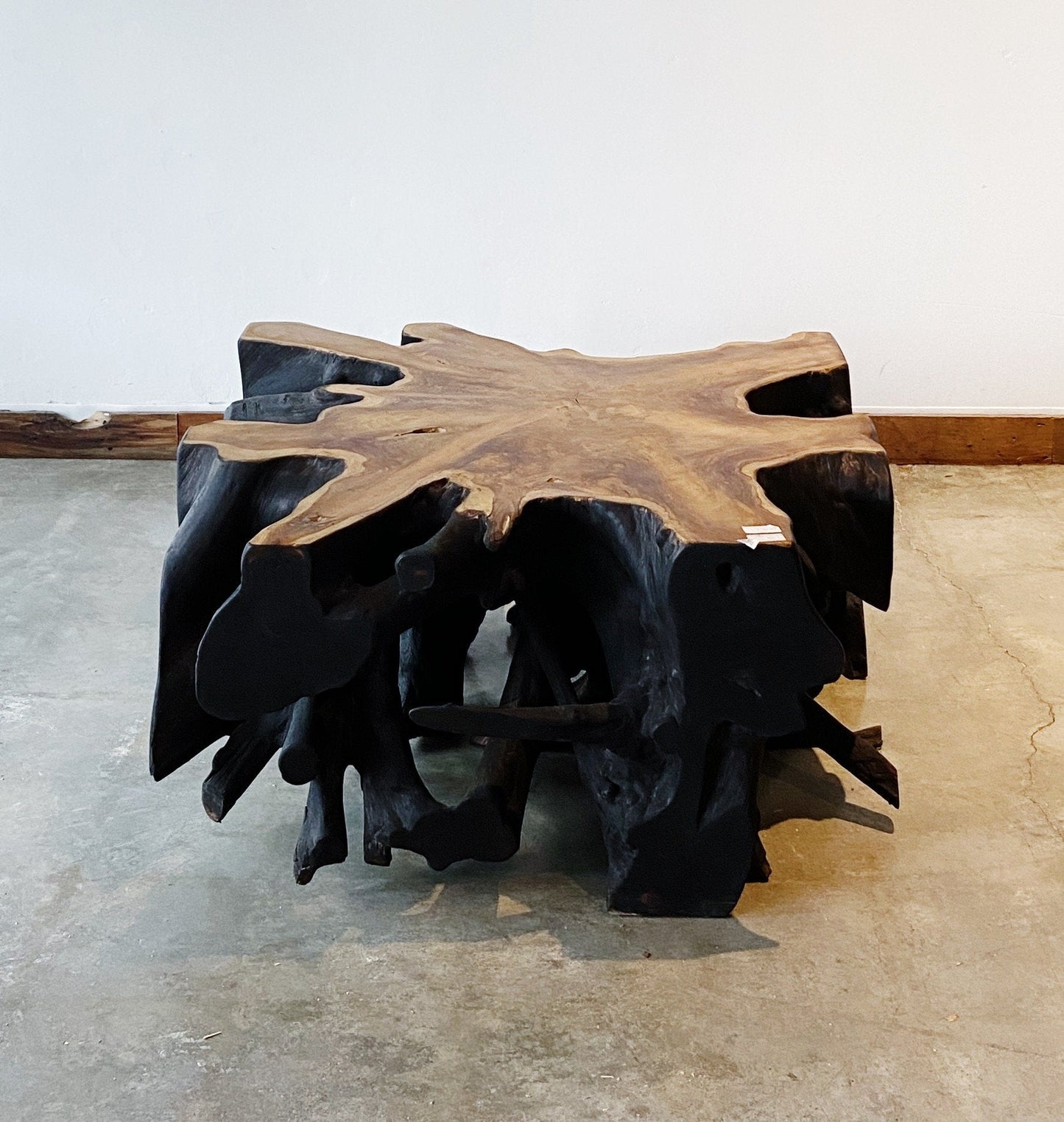 Fire burnt Black Teak Wood Root Coffee Table  , Wabi Sabi style Table