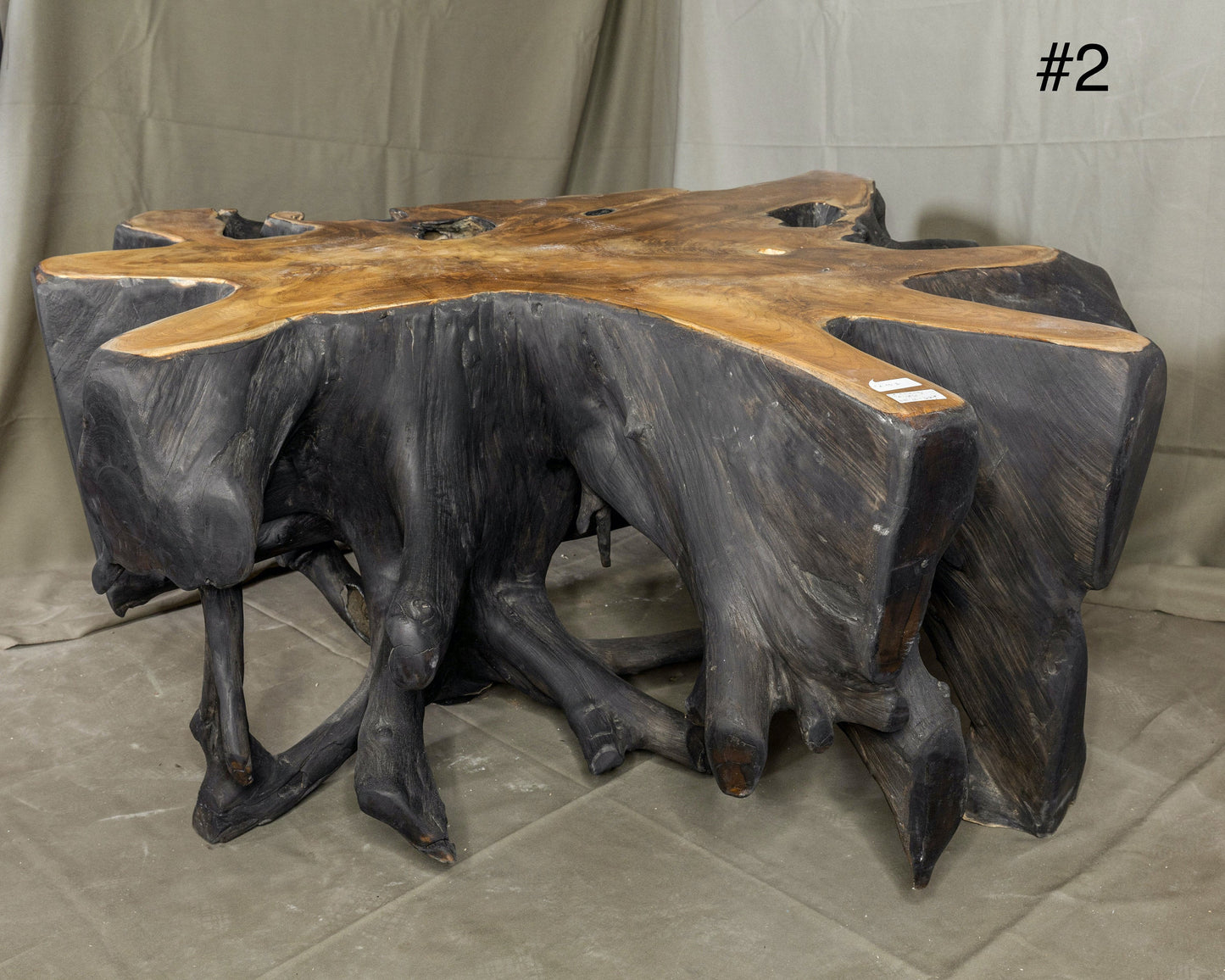 Fire burnt Black Teak Wood Root Coffee Table  , Wabi Sabi style Table