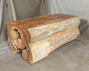 Coffee Table, Bench Organic Solid Teak Wood Tree Trunk