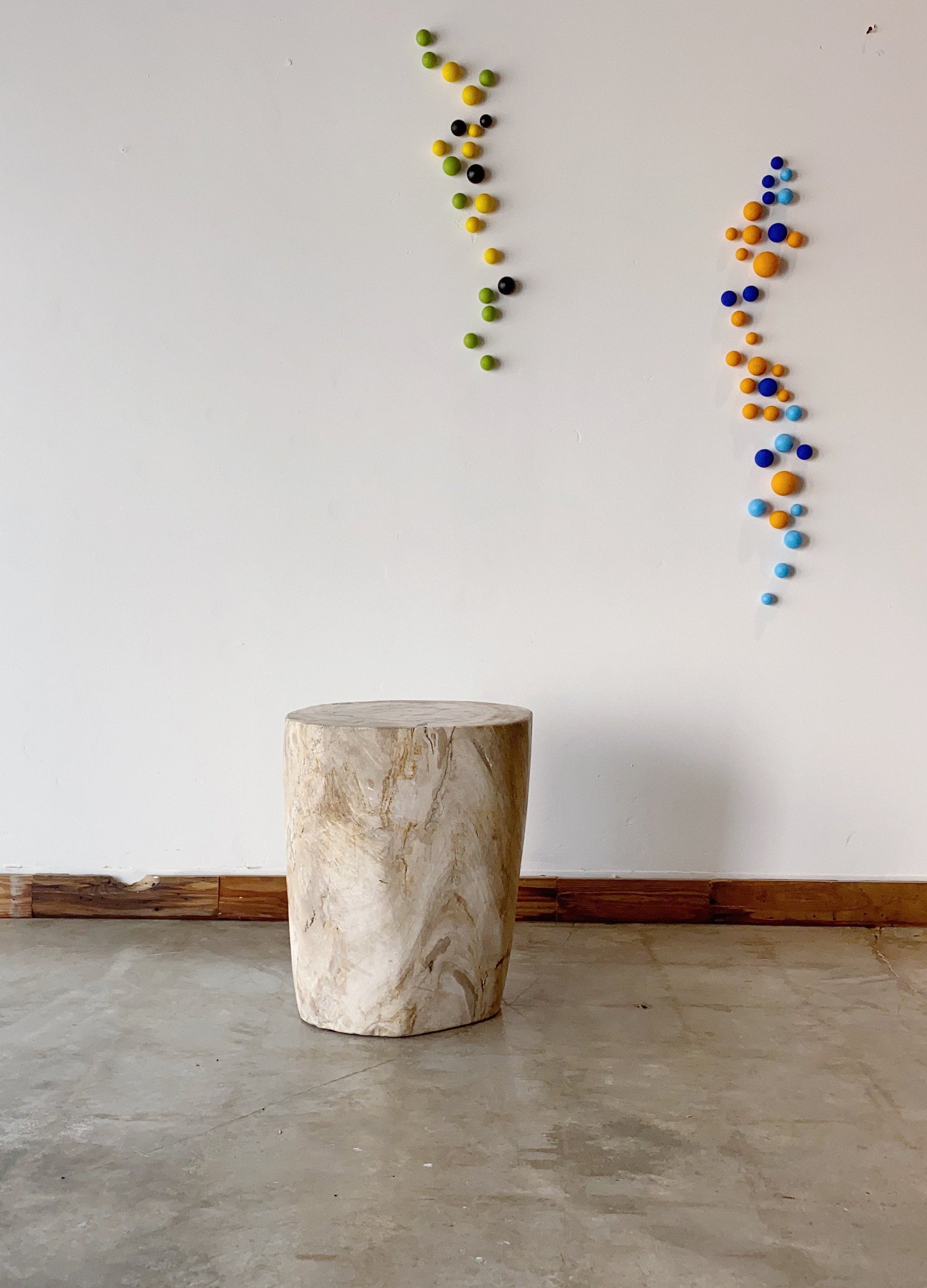Beige/Cream #15 Petrified wood stool block , fossil wood end table or coffee table 17" W x 15"D x 19.5" H