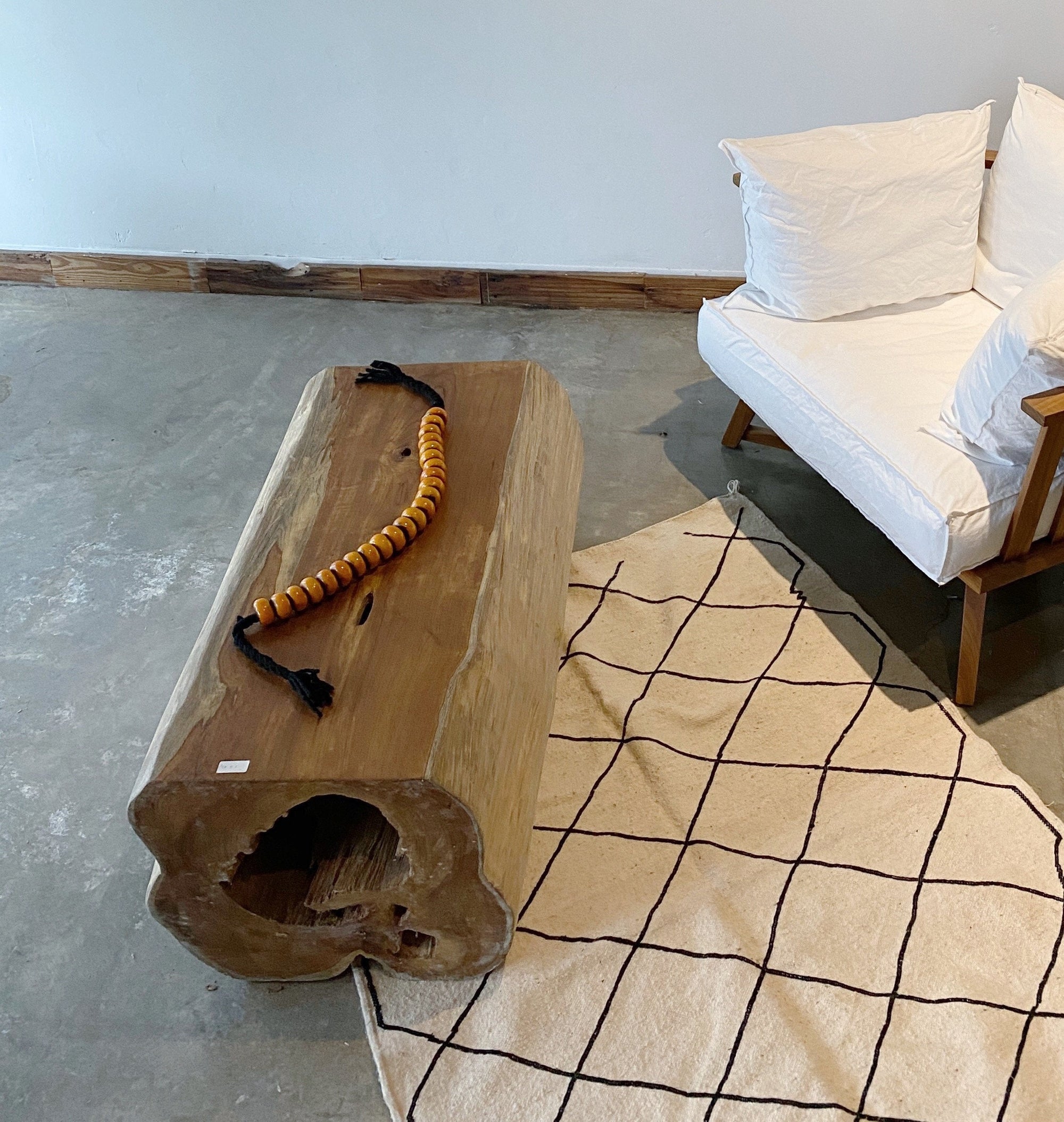 Live Edge Solid Teak Trunk Coffee Table / Bench