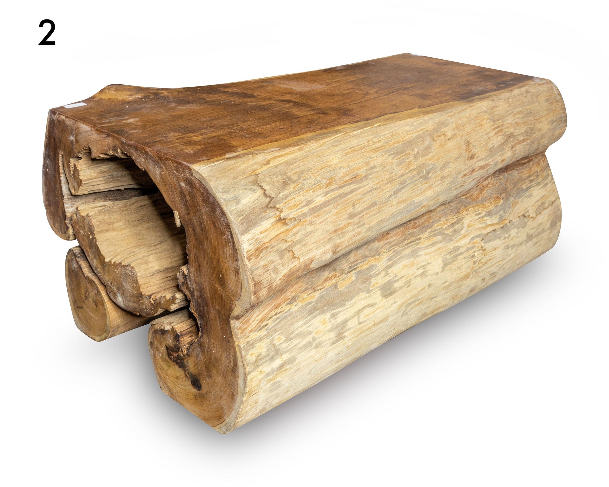 Live Edge Solid Teak Trunk Coffee Table / Bench
