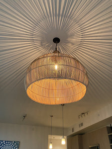 Large Handwoven Rattan Boho Pendant Light | Simple and Natural Lamp