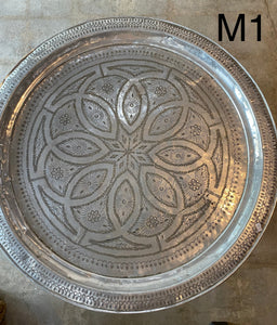 Vintage  about 1970 Large moroccan tray table aluminum 34"